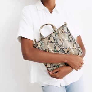 Madewell The Zip-Top Small Transport Crossbody Snake Embossed‎ Edition